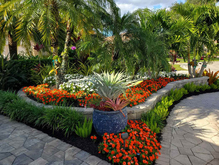Custom outdoor living space designed with patio and greenery in Miami