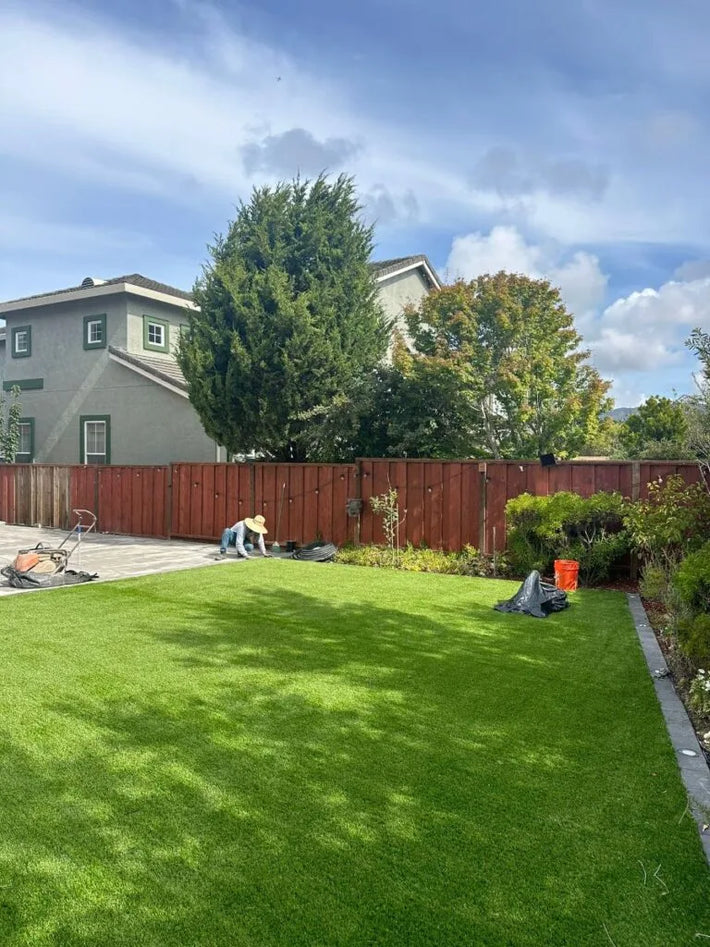Before and after view of a complete sod installation project in Miami