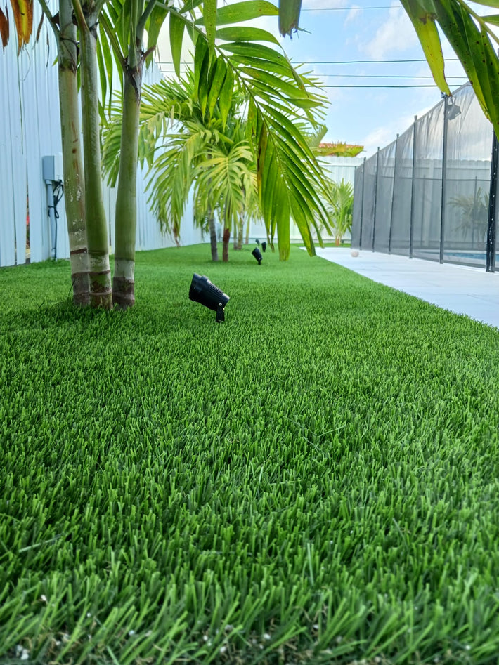 Eco-friendly artificial turf installed by professional landscapers in Miami